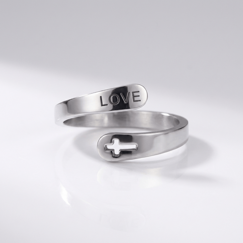 Regulowany pierścionek Holy Love z krzyżem