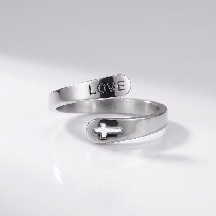 Regulowany pierścionek Holy Love z krzyżem