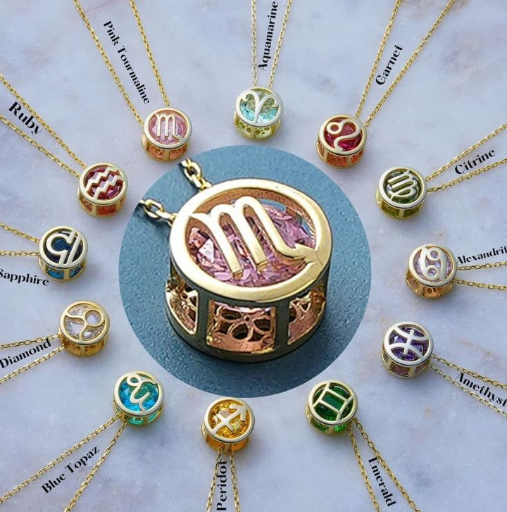 Dwustronny naszyjnik zodiakalny