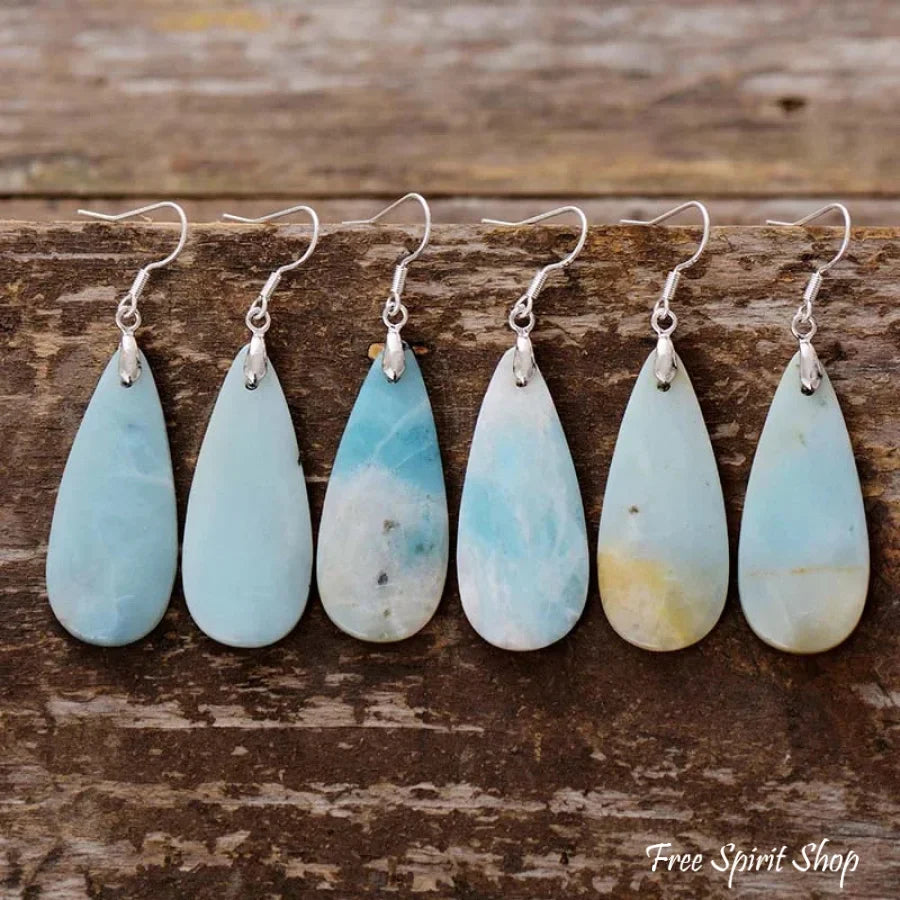 Wiszące kolczyki z naturalnym amazonitem