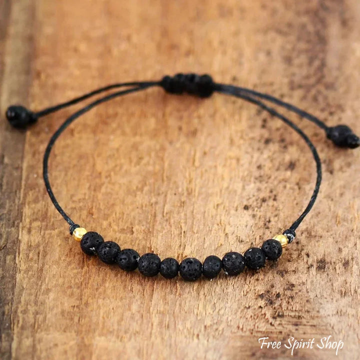 Bransoletka boho z naturalnego kamienia lawowego