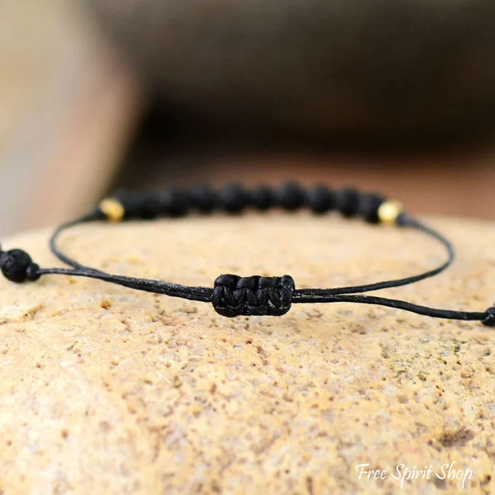 Bransoletka boho z naturalnego kamienia lawowego
