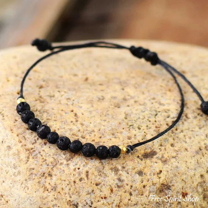 Bransoletka boho z naturalnego kamienia lawowego