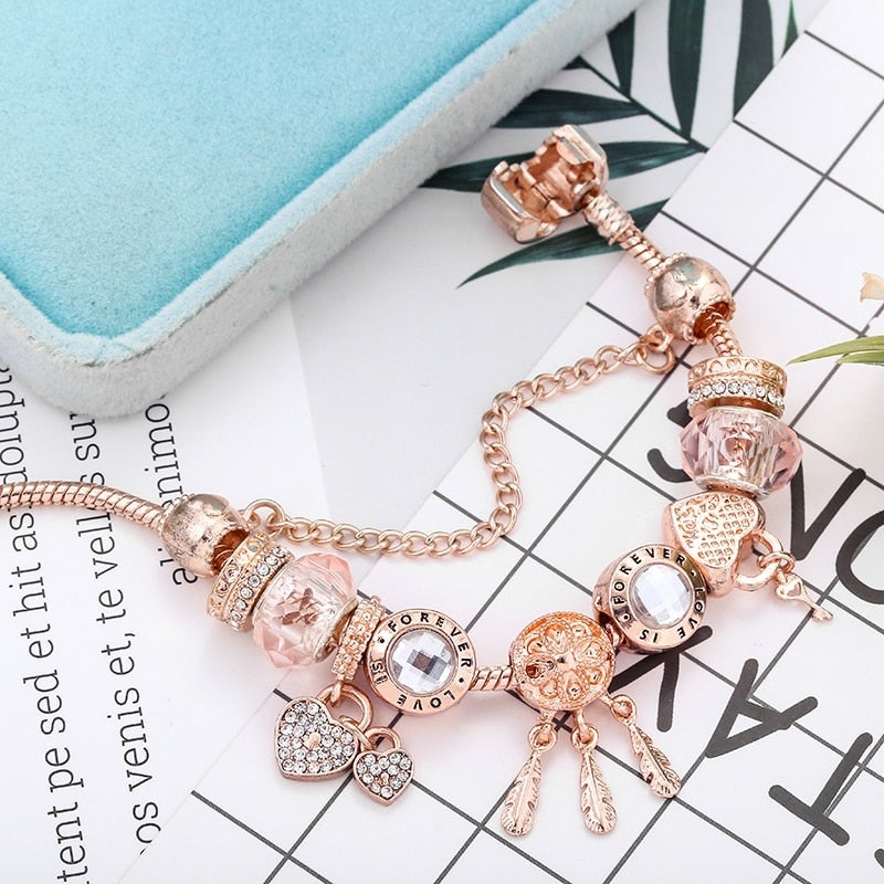 Bransoletka Rose Dreamcatcher z zawieszkami ze srebra próby 925
