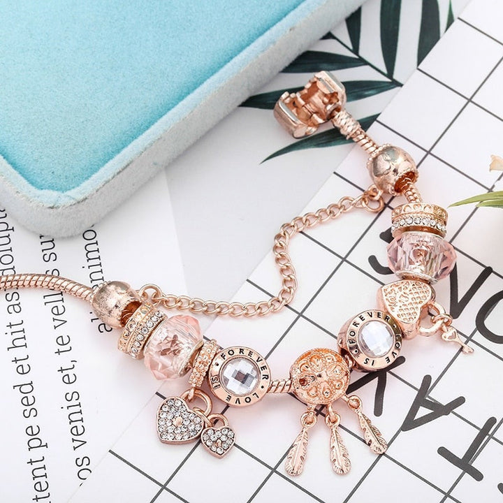 Bransoletka Rose Dreamcatcher z zawieszkami ze srebra próby 925