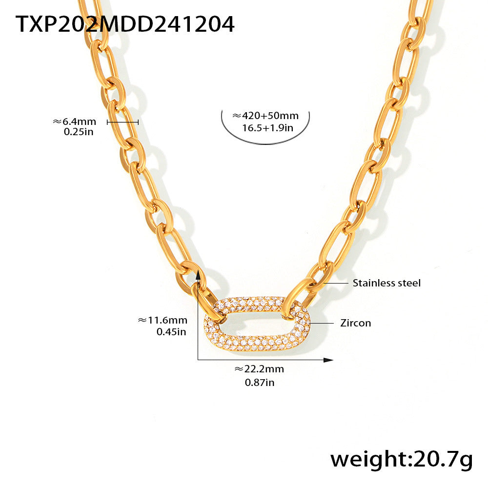 Masywny zestaw biżuterii z ogniwami typu chain link i pavé | Złoto