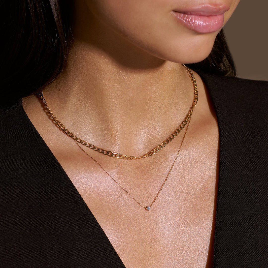 Płaski naszyjnik łańcuszkowy typu curb | Złoto
