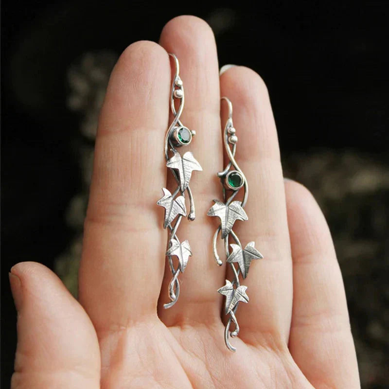Kolczyki vintage Elf Leaf | Białe złoto
