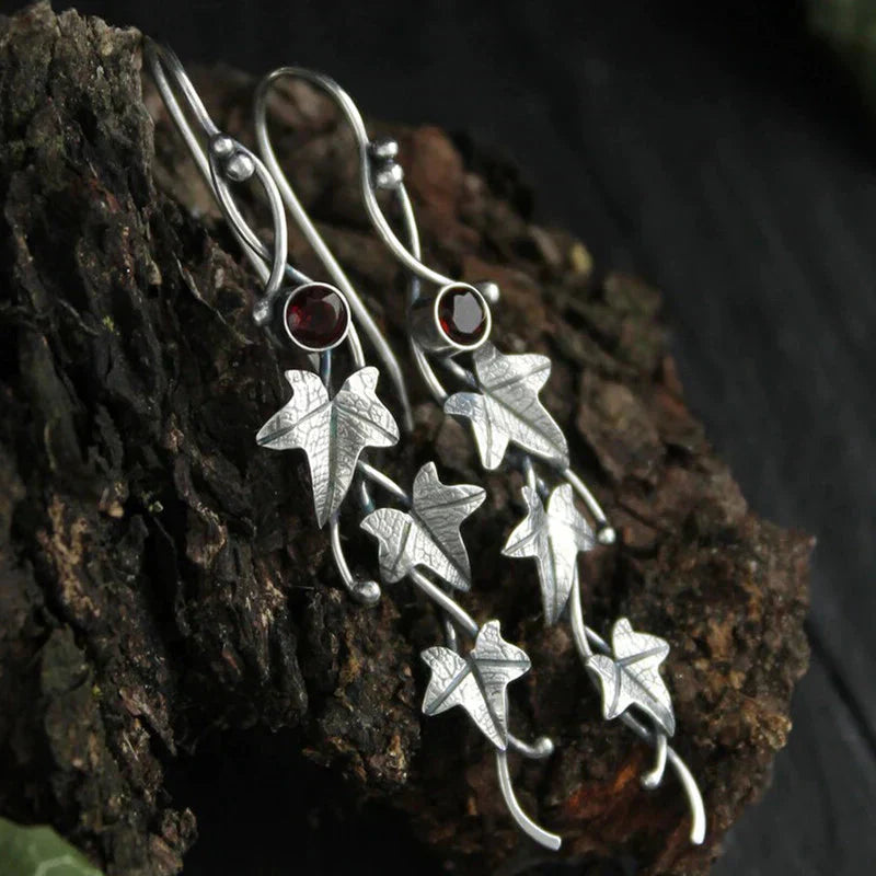 Kolczyki vintage Elf Leaf | Białe złoto