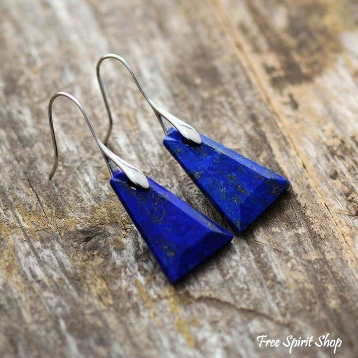 Kolczyki piramidki z naturalnym lapis lazuli