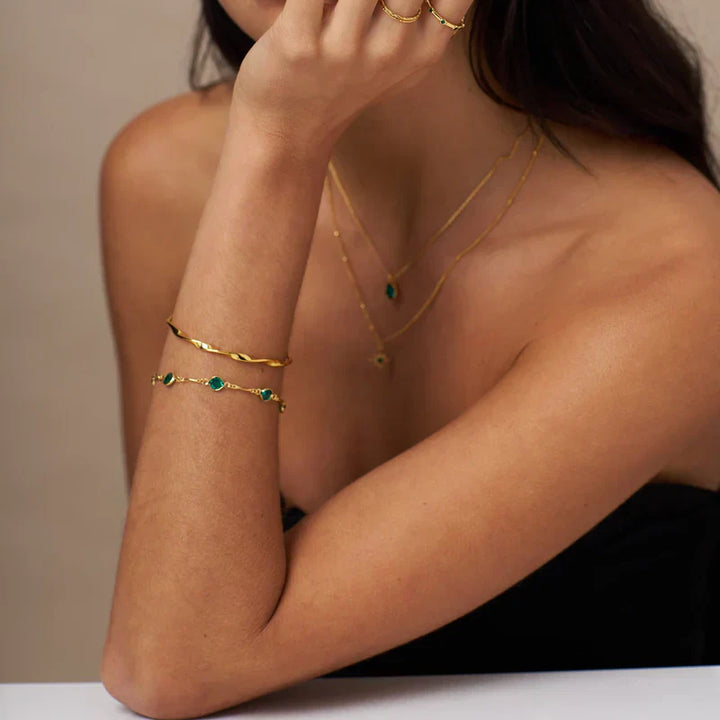 Bransoletka łańcuszkowa Emerald Link | Złoto